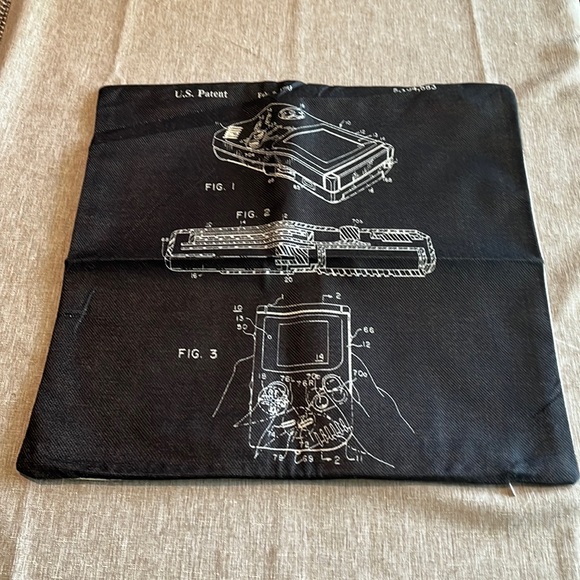 3/$10 NEW throw pillow cover vintage Gameboy patent